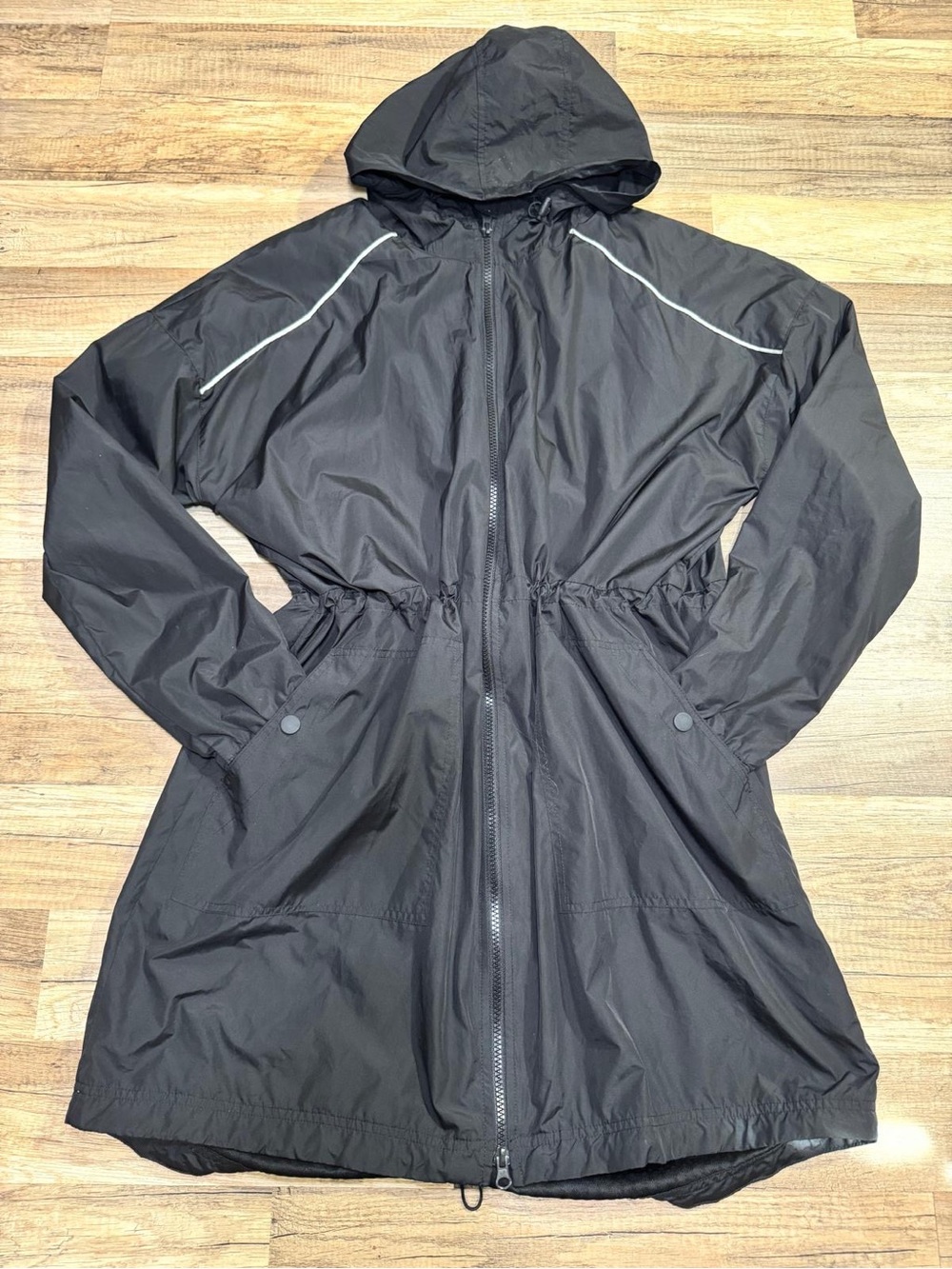 Avia Black Hooded Lightweight Trench Coat